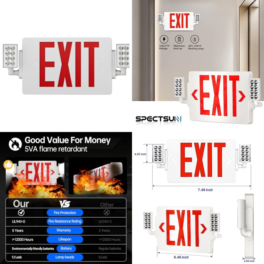 Spectsun - Paquete de 1 Señali - Emergency Exit Sign reseña y precio
